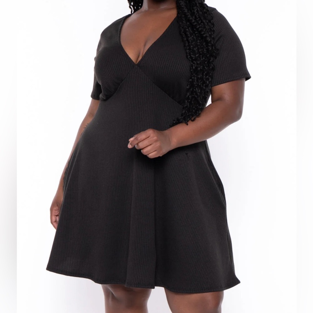 Curvy sense mini dress 2X NEW ribbed fabric w/ pockets
